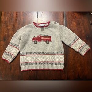 Janie and Jack Vintage Boy 2005 Firetruck Sweater Sz 18-24M